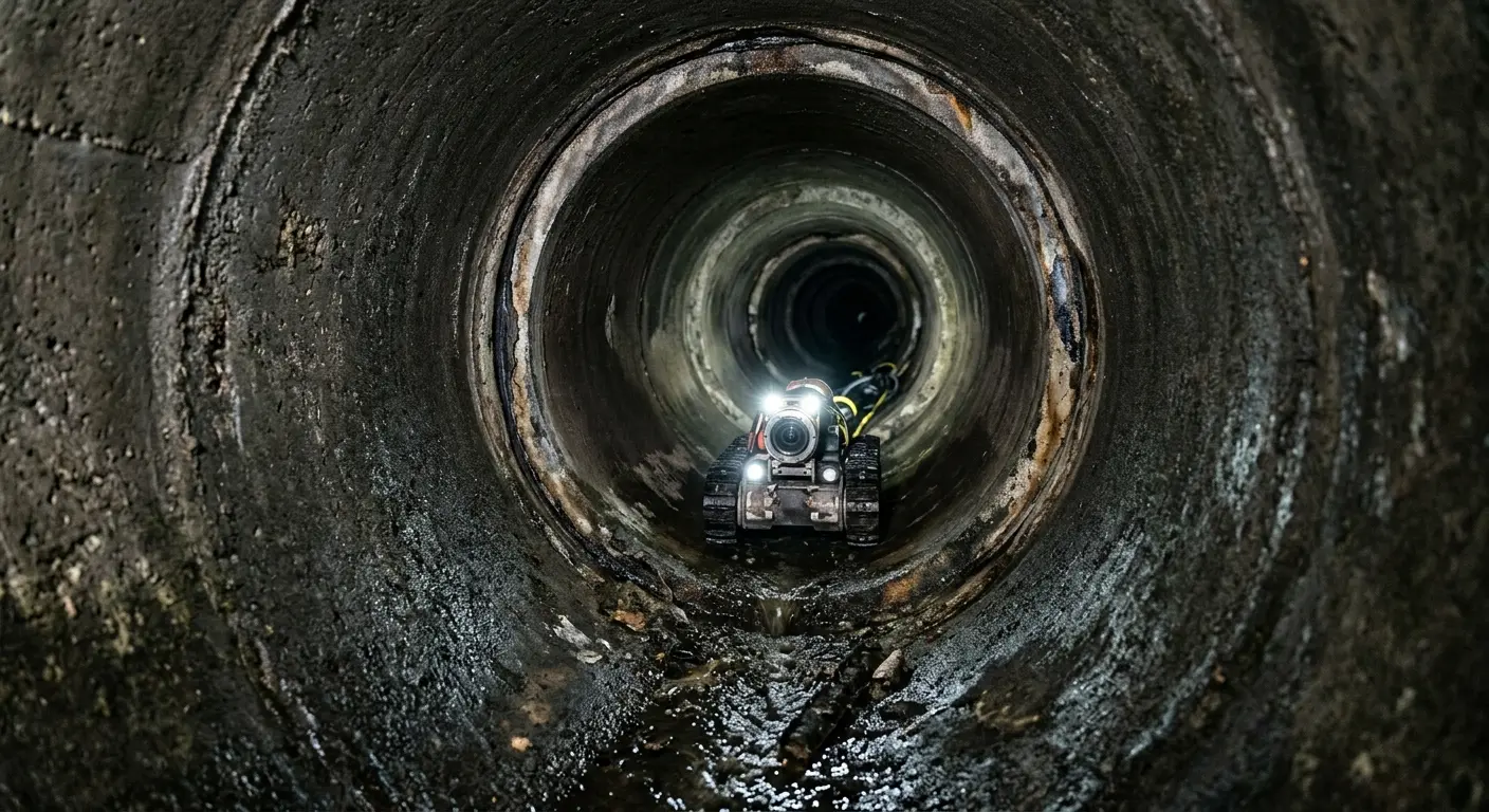 Robotic sewer camera inspecting pipe interior for Drain Snake Service in Standish